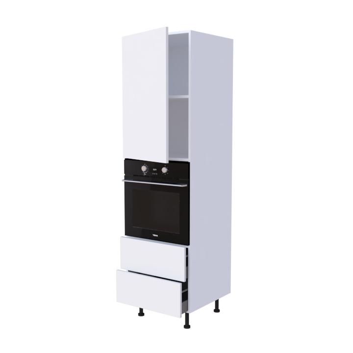Colonne Four + 2 casseroliers + 1 porte battante - Larg. 60cm - Haut. 215cm (pieds inclus)