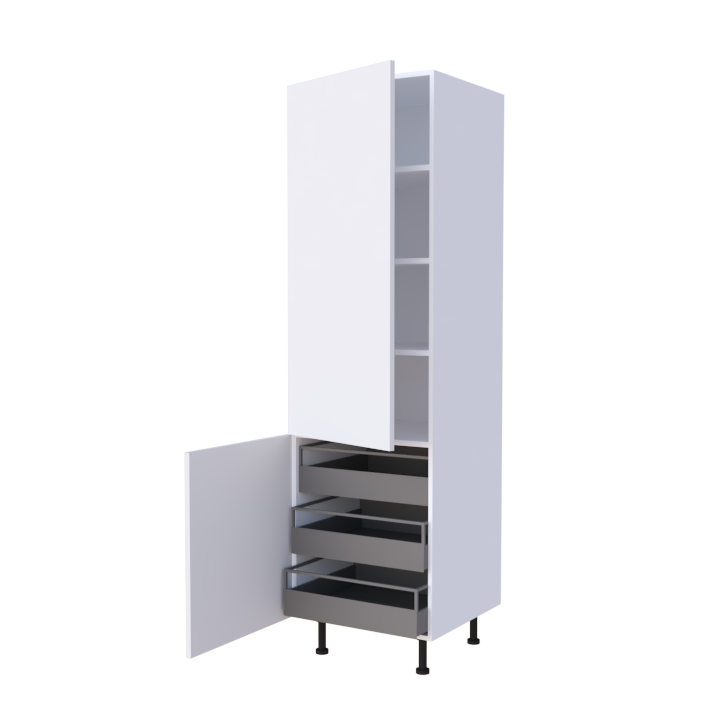Colonne 2 portes + 3 tiroirs intérieurs - Larg. 60cm - Haut. 215cm (pieds inclus)