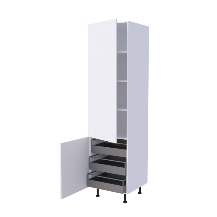 Colonne 2 portes + 3 tiroirs intérieurs - Larg. 60cm - Haut. 235cm (pieds inclus)