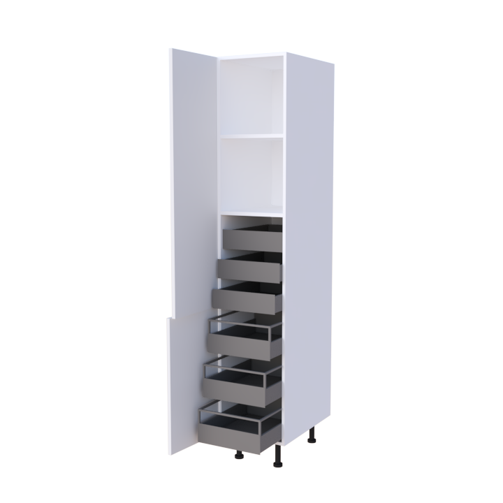 Colonne 2 portes + 6 tiroirs intérieurs - Larg. 40cm - Haut. 215cm (pieds inclus)