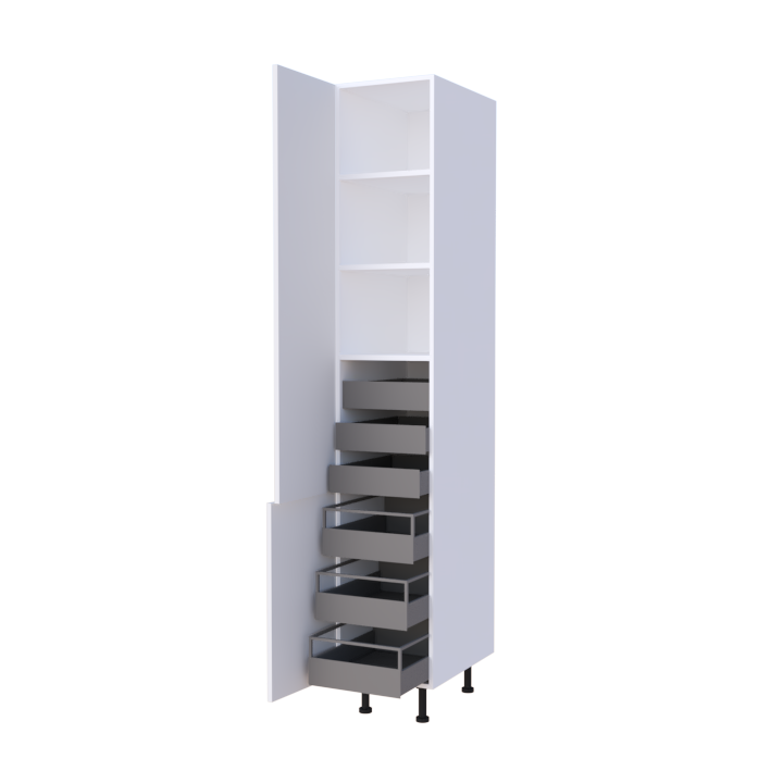 Colonne 2 portes + 6 tiroirs intérieurs - Larg. 40cm - Haut. 235cm (pieds inclus)
