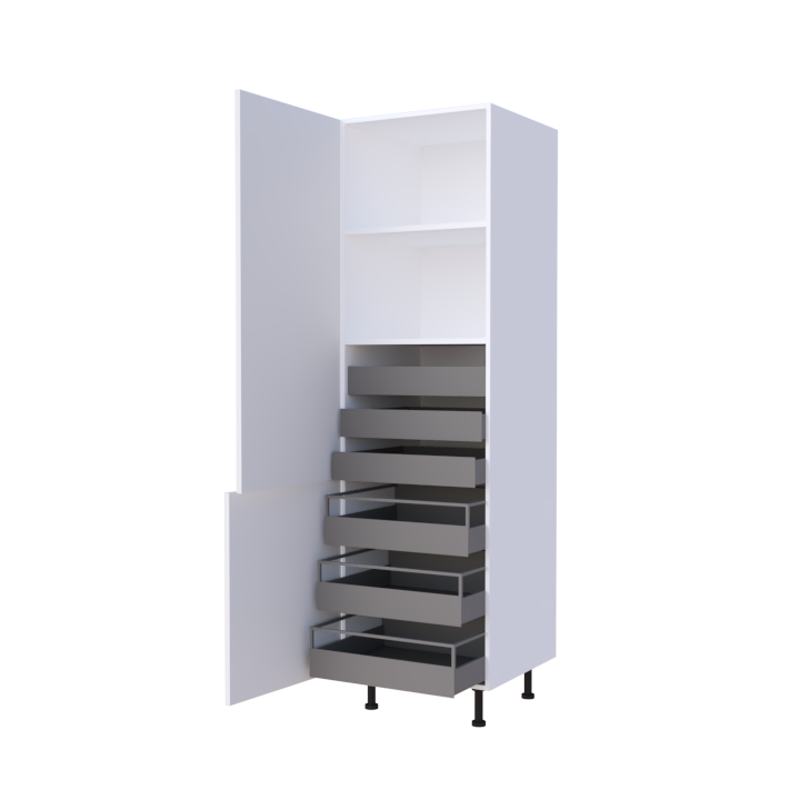 Colonne 2 portes + 6 tiroirs intérieurs - Larg. 60cm - Haut. 215cm (pieds inclus)