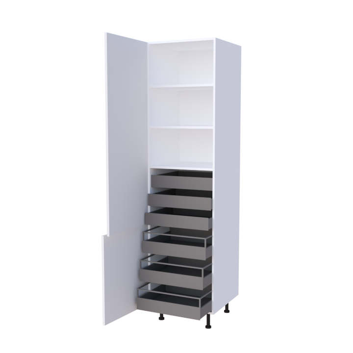 Colonne 2 portes + 6 tiroirs intérieurs - Larg. 60cm - Haut. 235cm (pieds inclus)