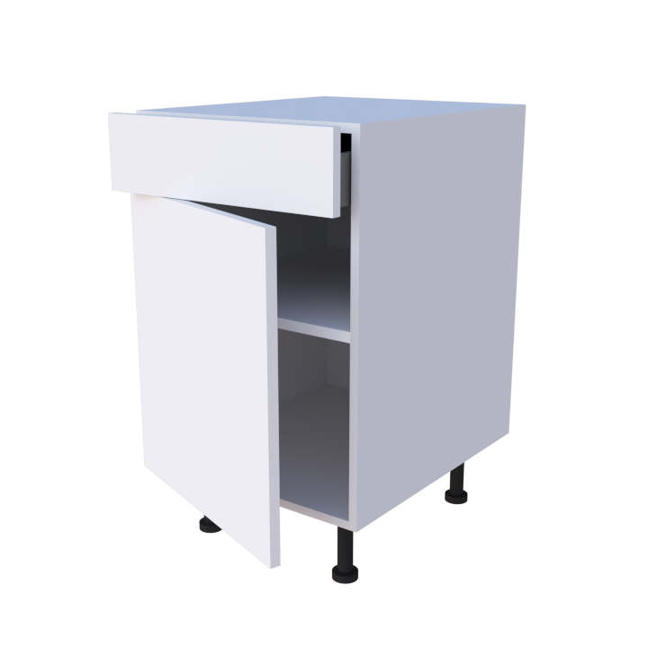 Meuble bas 1 porte + 1 tiroir - larg. 50 cm - Haut. 85cm (pieds inclus)