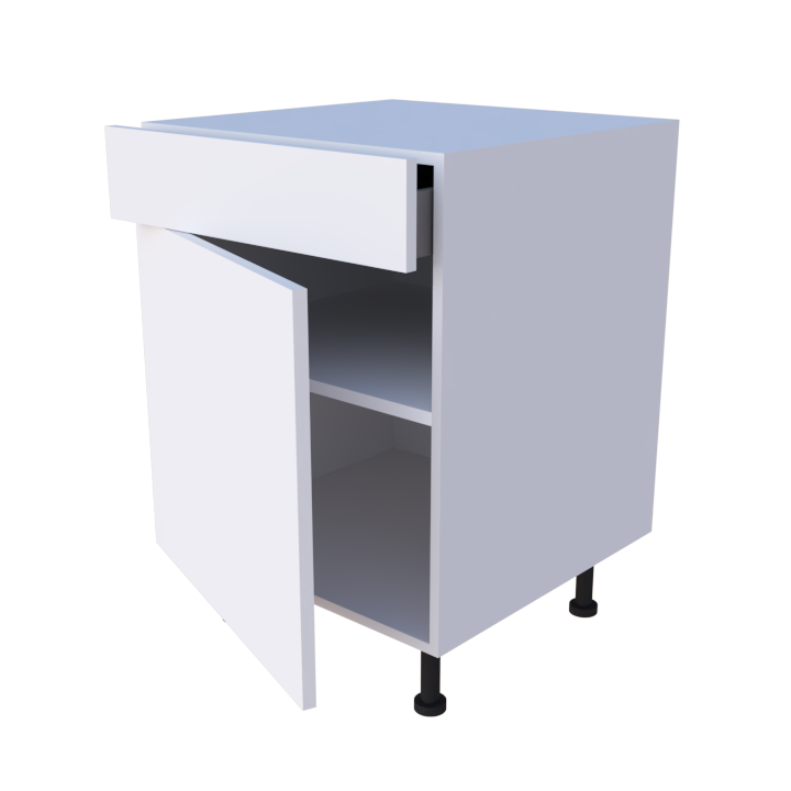 Meuble bas 1 porte + 1 tiroir - larg. 60 cm - Haut. 85cm (pieds inclus)