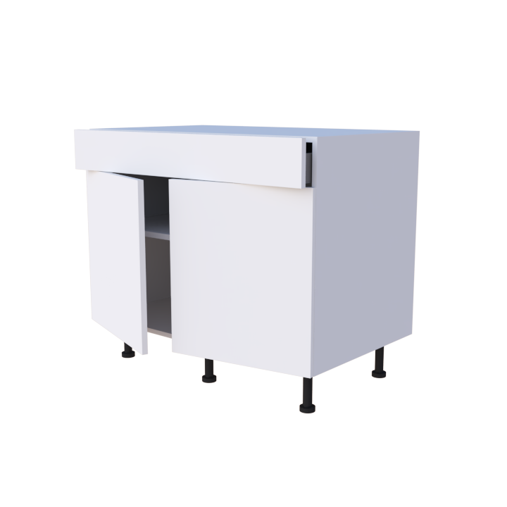 Meuble bas 2 portes + 1 tiroir - larg. 100 cm - Haut. 85cm (pieds inclus)