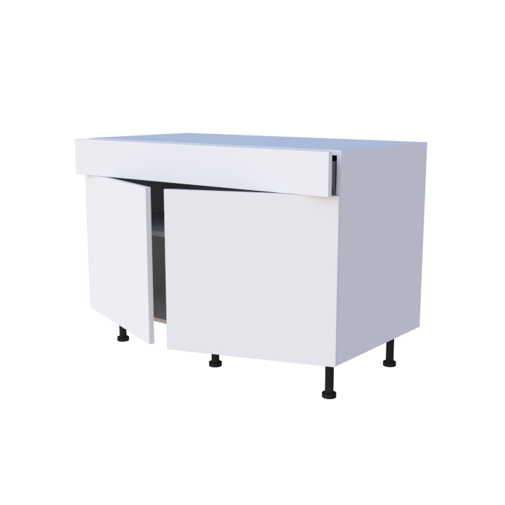 Meuble bas 2 portes + 1 tiroir - larg. 120 cm - Haut. 85cm (pieds inclus)