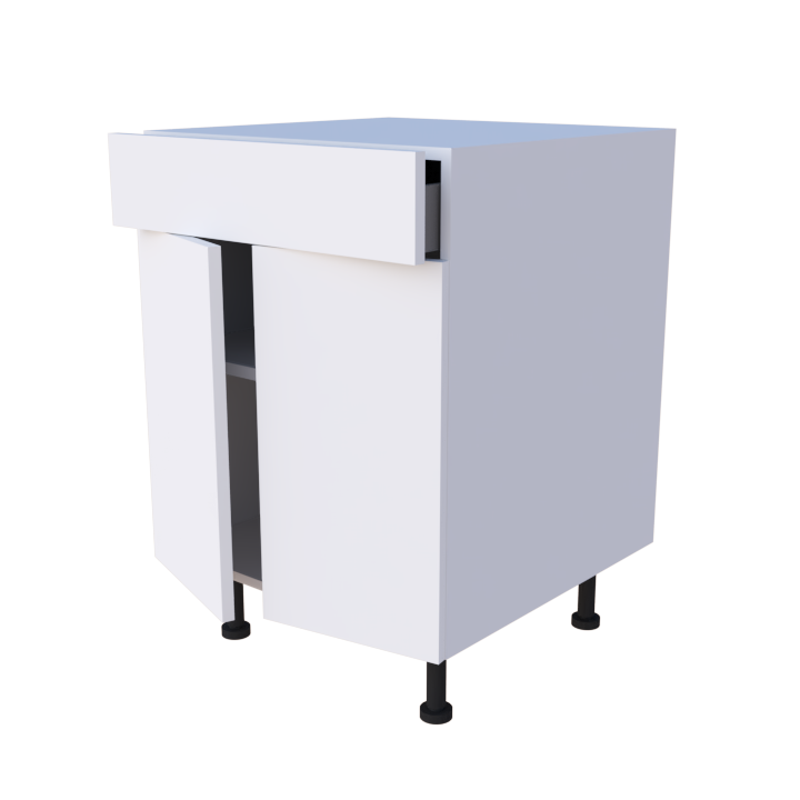 Meuble bas 2 portes + 1 tiroir - larg. 60 cm - Haut. 85cm (pieds inclus)