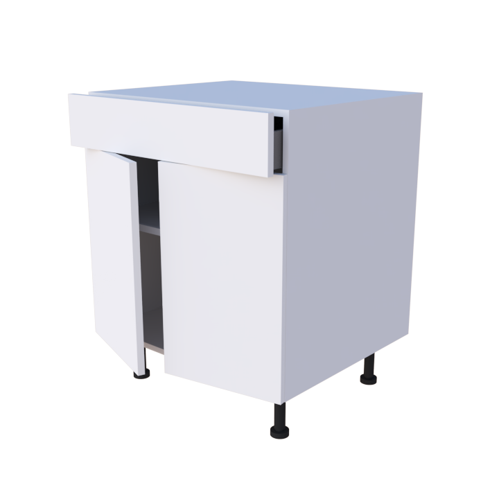 Meuble bas 2 portes + 1 tiroir - larg. 70 cm - Haut. 85cm (pieds inclus)