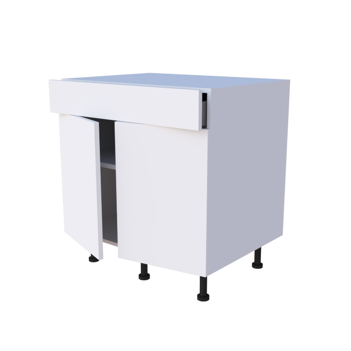 Meuble bas 2 portes + 1 tiroir - larg. 80 cm - Haut. 85cm (pieds inclus)