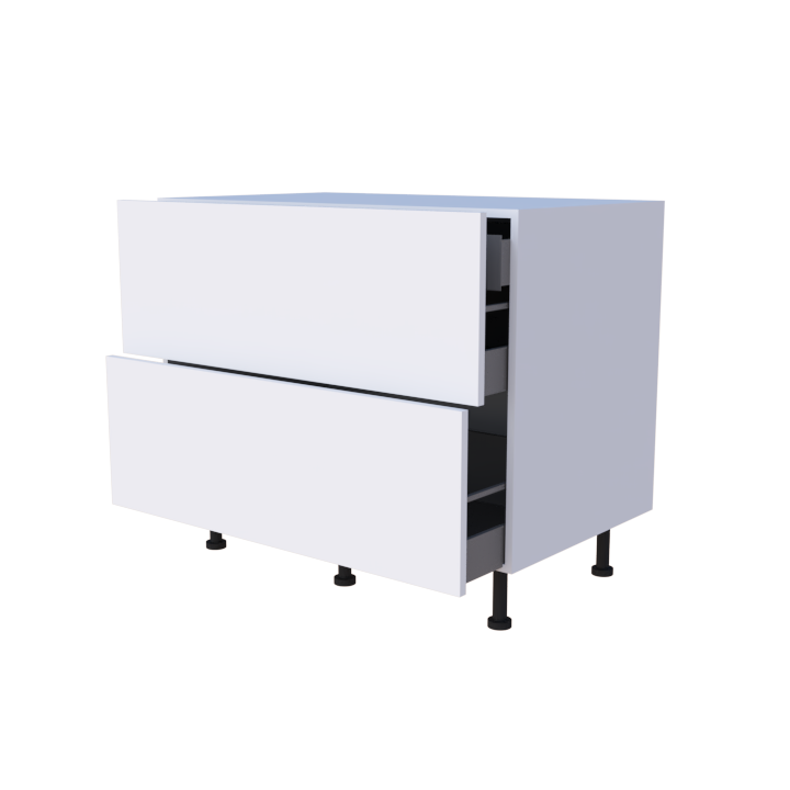 Meuble bas 2 casseroliers avec 1 tiroirs caché - larg. 100 cm - Haut. 85cm (pieds inclus)