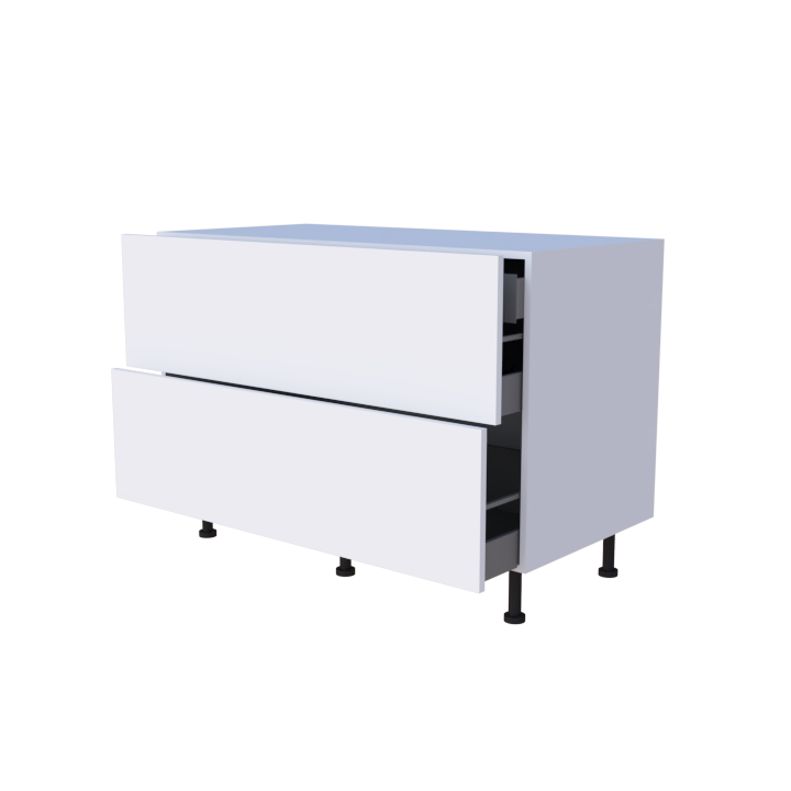 Meuble bas 2 casseroliers avec 1 tiroirs caché - larg. 120 cm - Haut. 85cm (pieds inclus)
