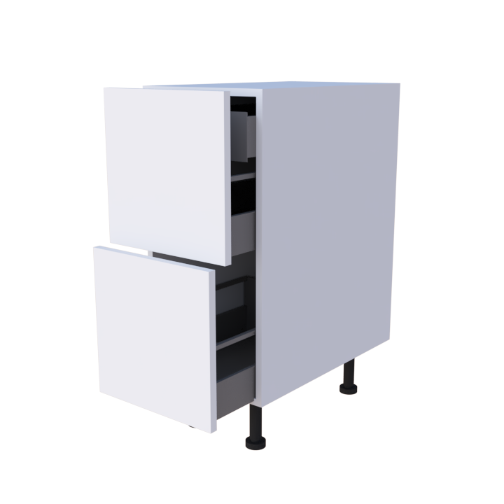 Meuble bas 2 casseroliers + 1 tiroir caché - Larg. 35cm - Haut. 85cm (pieds inclus)