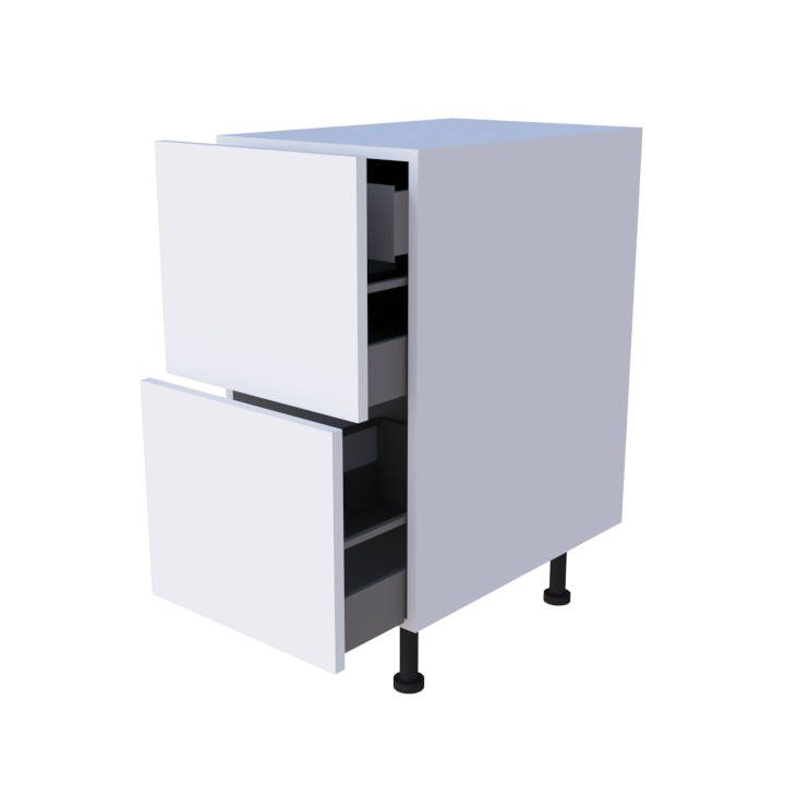 Meuble bas 2 casseroliers + 1 tiroir caché - Larg. 40cm - Haut. 85cm (pieds inclus)
