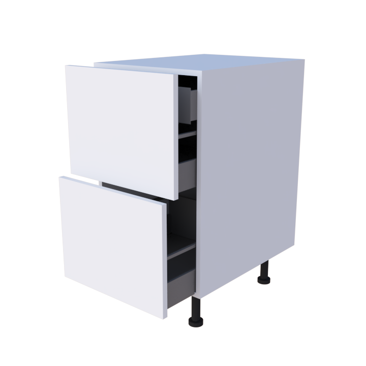 Meuble bas 2 casseroliers + 1 tiroir caché - Larg. 45cm - Haut. 85cm (pieds inclus)
