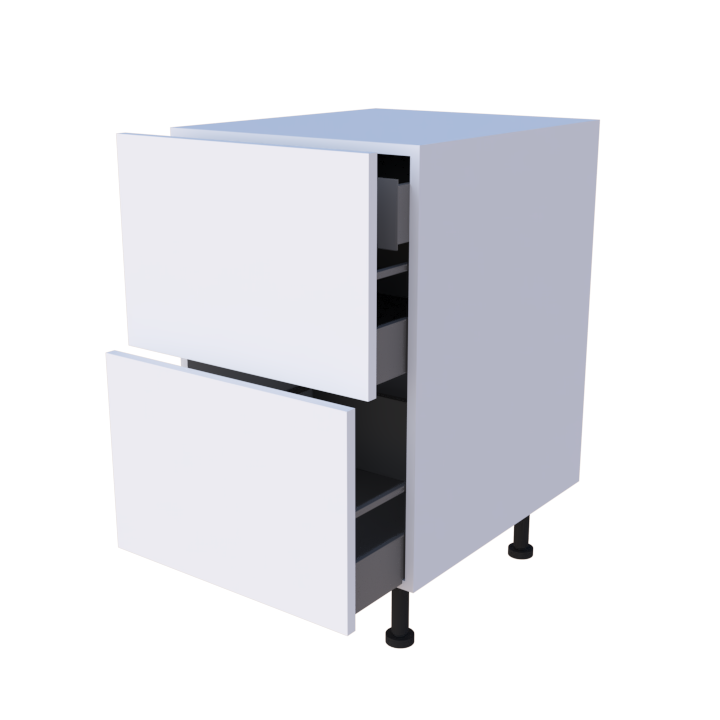 Meuble bas 2 casseroliers + 1 tiroir caché - Larg. 50cm - Haut. 85cm (pieds inclus)