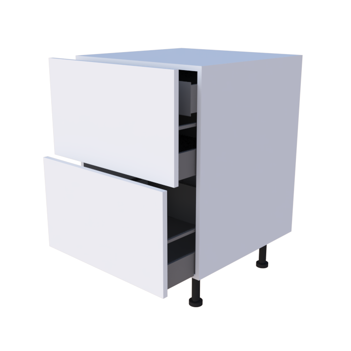 Meuble bas 2 casseroliers + 1 tiroir caché - Larg. 60cm - Haut. 85cm (pieds inclus)