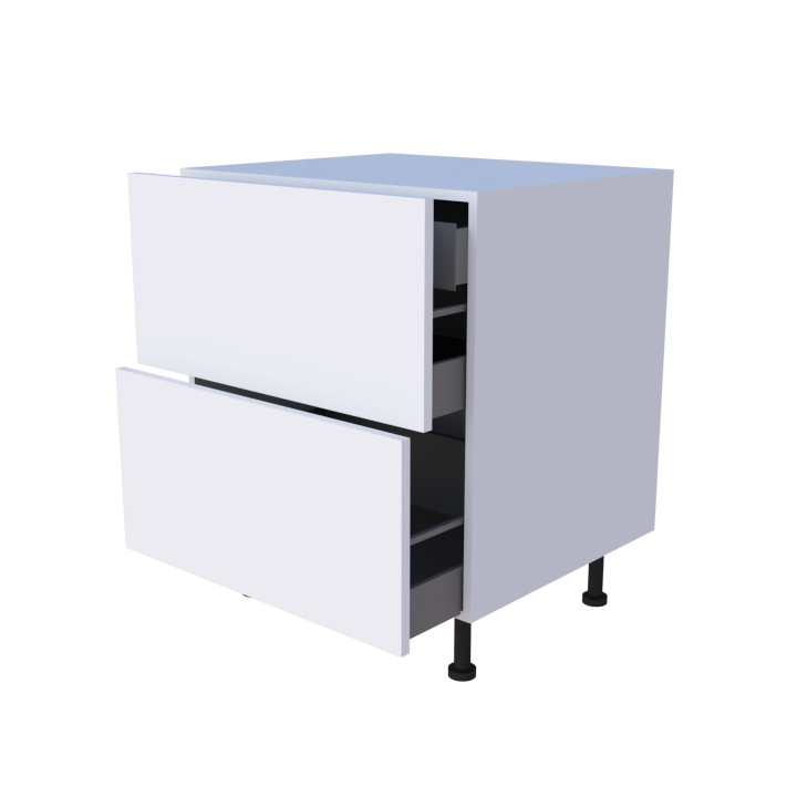 Meuble bas 2 casseroliers avec 1 tiroirs caché - larg. 70 cm - Haut. 85cm (pieds inclus)