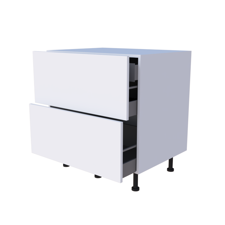 Meuble bas 2 casseroliers avec 1 tiroirs caché - larg. 80 cm - Haut. 85cm (pieds inclus)