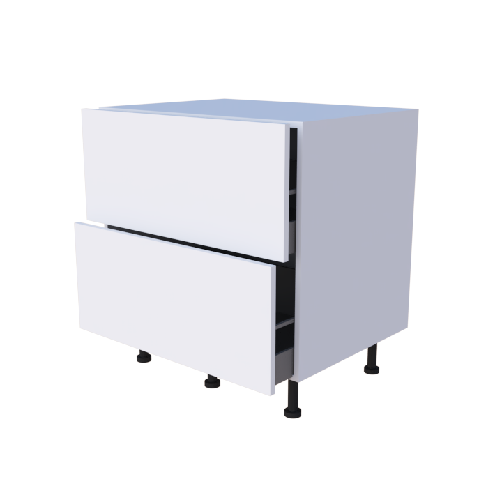 Meuble bas 2 casseroliers - Larg. 80cm - faible profondeur - Haut. 85cm (pieds inclus)