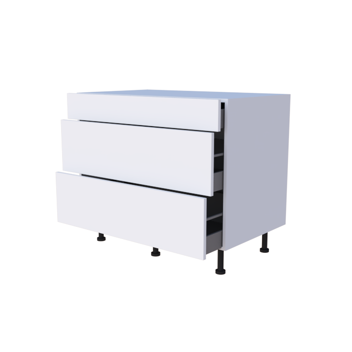 Meuble bas 3 casseroliers - larg. 100cm - Haut. 85cm (pieds inclus)