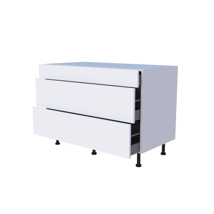 Meuble bas 3 casseroliers - larg. 120cm - Haut. 85cm (pieds inclus)