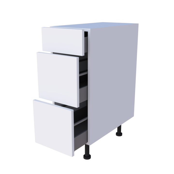 Meuble bas 3 casseroliers - larg. 30 cm - Haut. 85cm (pieds inclus)