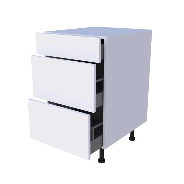 Meuble bas 3 casseroliers - larg. 50cm - Haut. 85cm (pieds inclus)