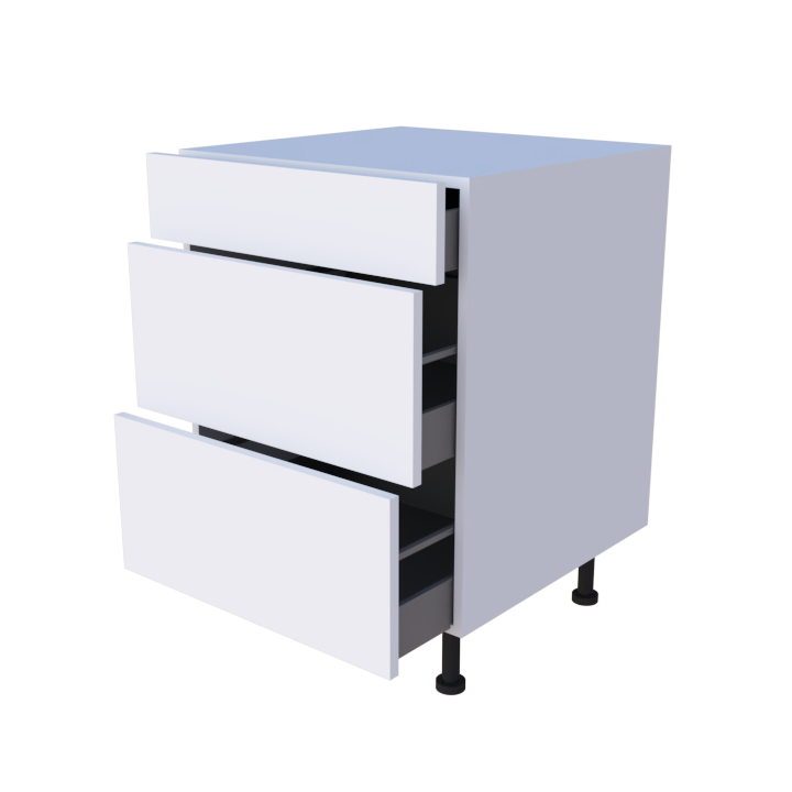 Meuble bas 3 casseroliers - larg. 60cm - Haut. 85cm (pieds inclus)