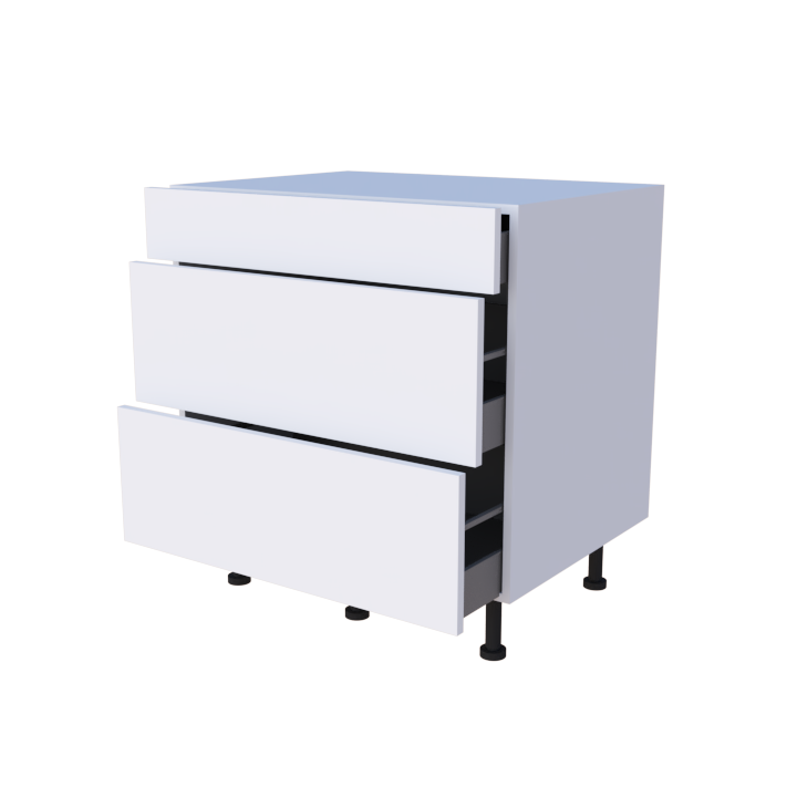 Meuble bas 3 casseroliers - larg. 80cm - Haut. 85cm (pieds inclus)