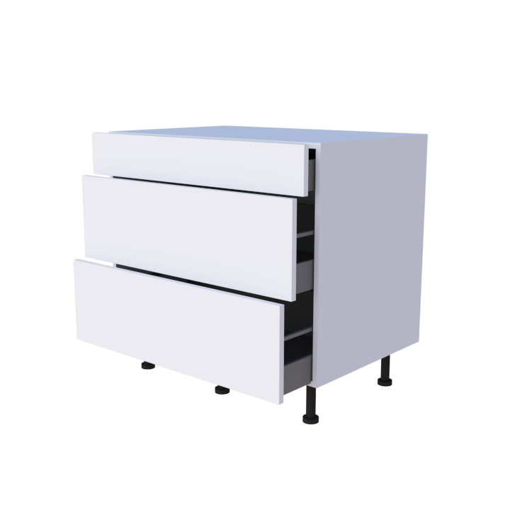 Meuble bas 3 casseroliers - larg. 90cm - Haut. 85cm (pieds inclus)