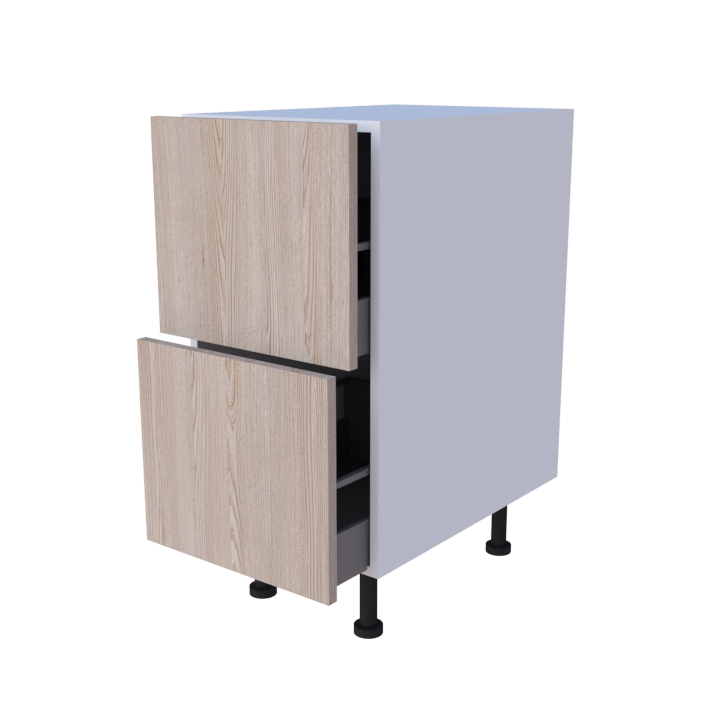 Meuble bas casserolier 2 tiroirs largeur 40cm, grand volume de rangement cuisine sur mesure