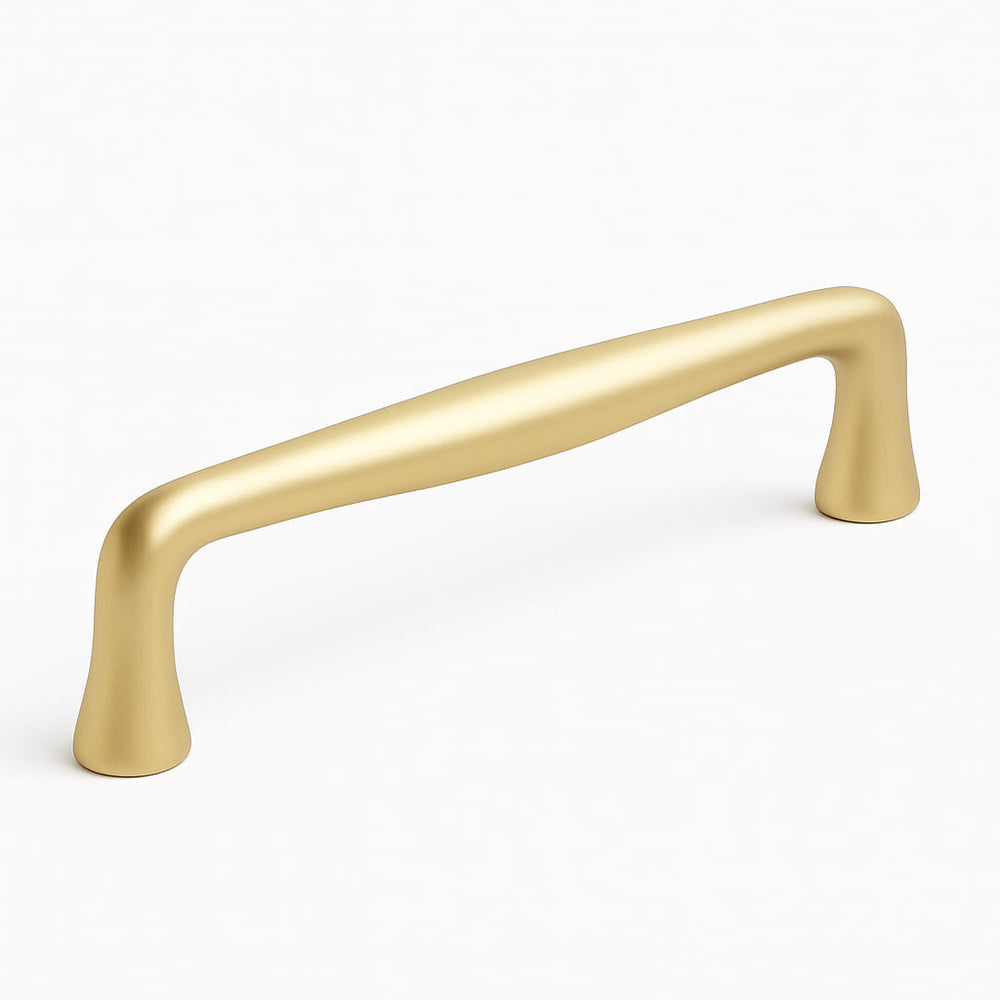 Poignée de meuble cuisine 140mm en métal doré mat, finition contemporaine