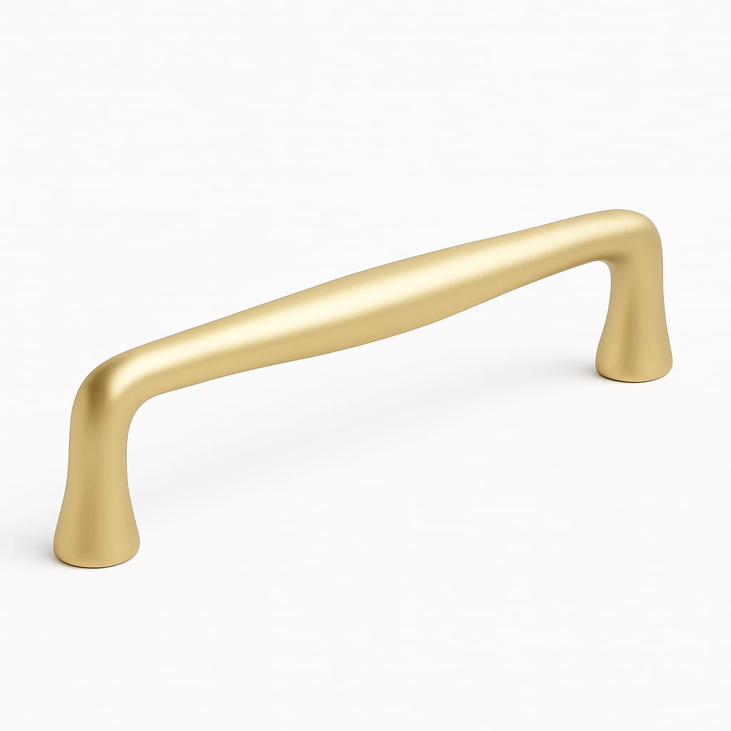 Poignée de meuble cuisine 140mm en métal doré mat, finition contemporaine