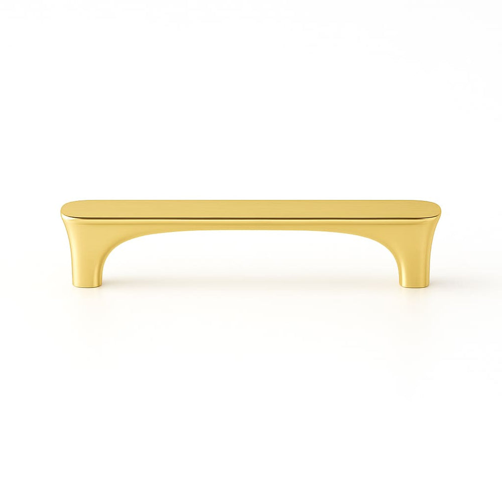 Poignée de cuisine 118mm métal doré brillant, finition contemporaine sur mesure