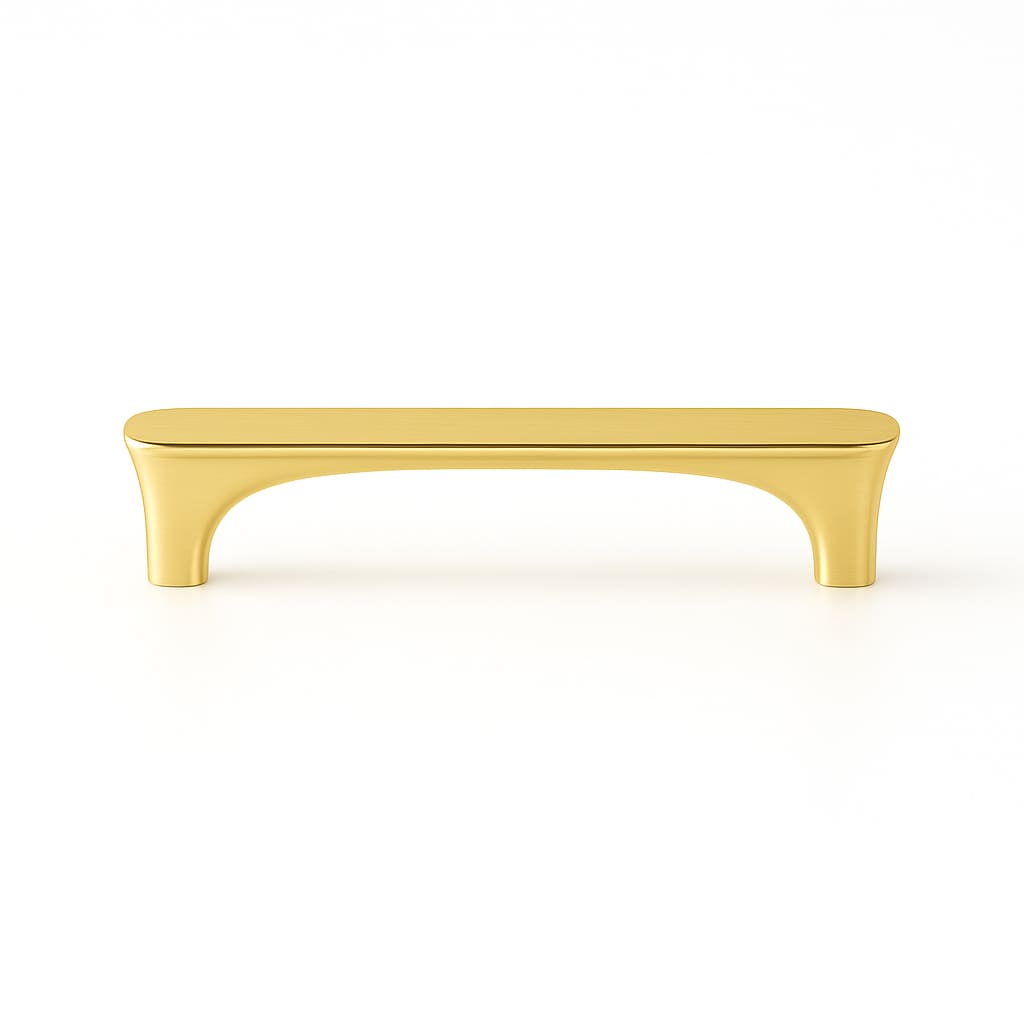Poignée de cuisine 118mm métal doré brillant, finition contemporaine sur mesure