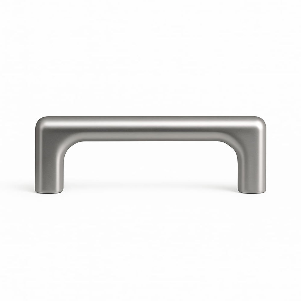 Poignée de meuble cuisine 106mm en métal clair, finition contemporaine sur mesure