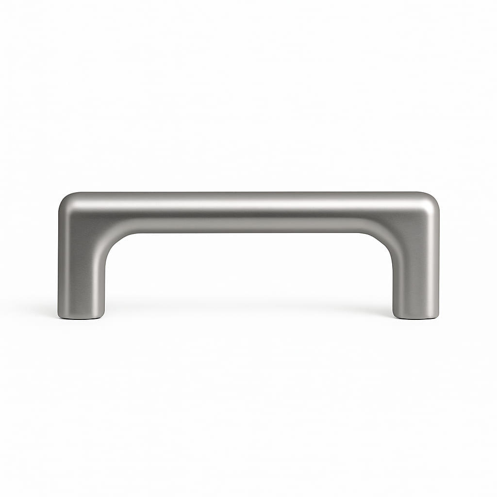 Poignée de meuble cuisine 106mm en métal clair, finition contemporaine sur mesure