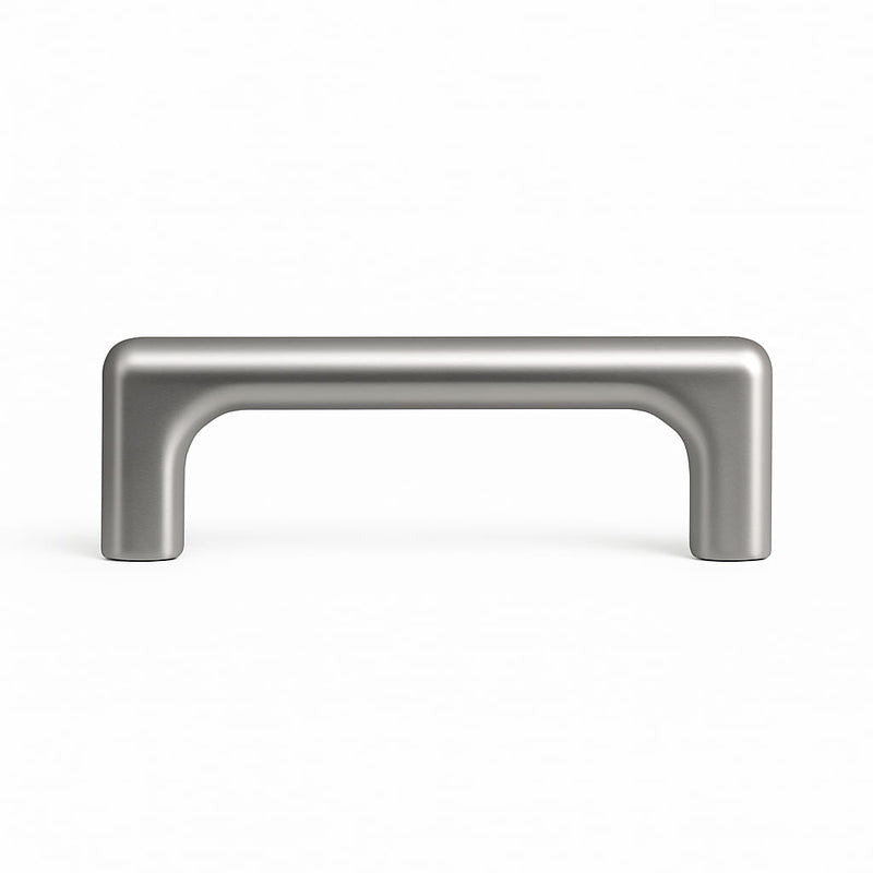 Poignée de meuble cuisine 106mm en métal clair, finition contemporaine sur mesure