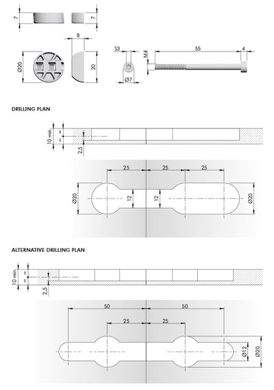 Connecteur pour plan de travail fin (20mm)