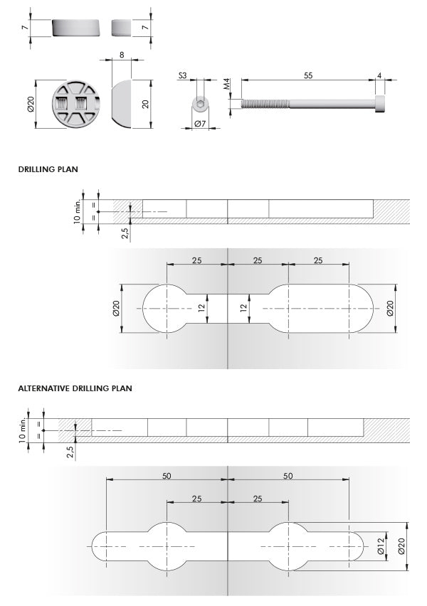 Connecteur pour plan de travail fin (20mm)