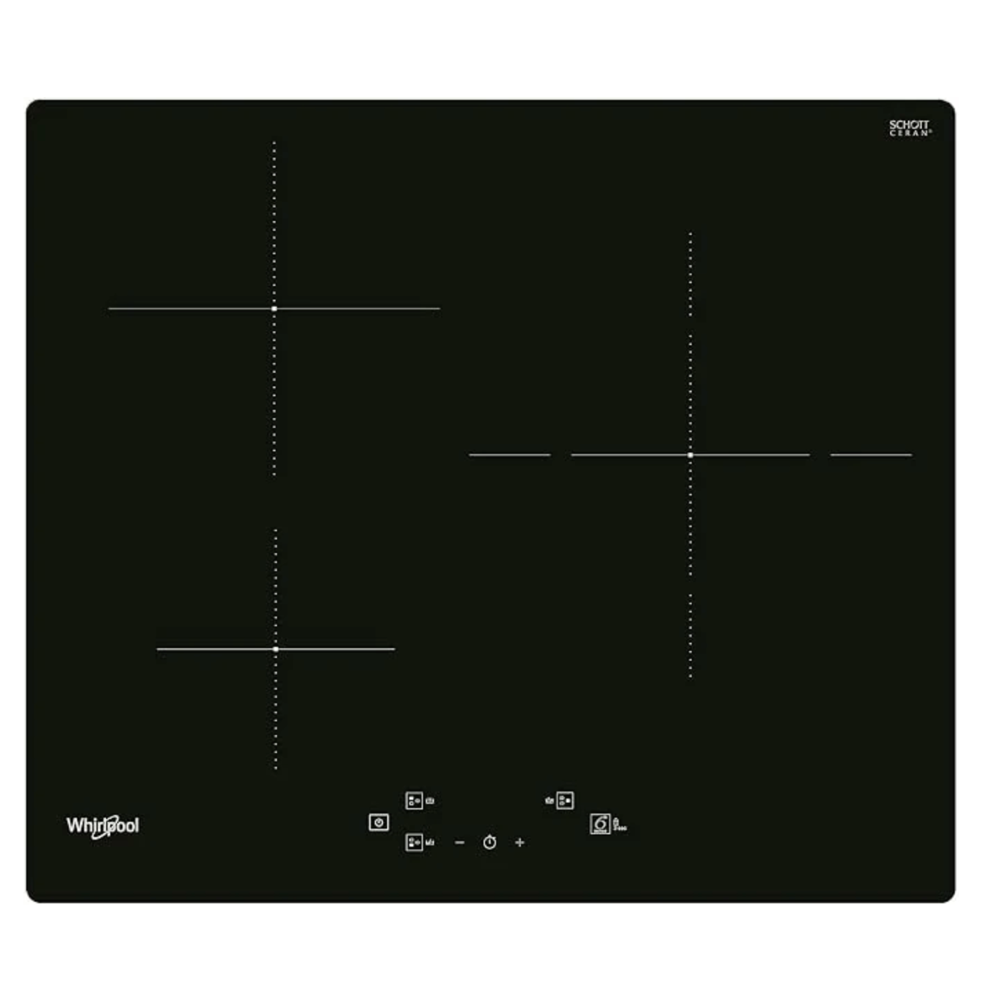Plaque induction Whirlpool WSQ9160NE 3 foyers, double zone 28cm, technologie 6ème Sens