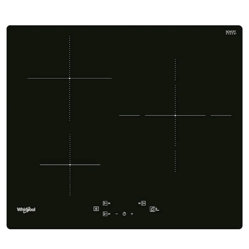 Plaque induction Whirlpool WSQ9160NE 3 foyers, double zone 28cm, technologie 6ème Sens