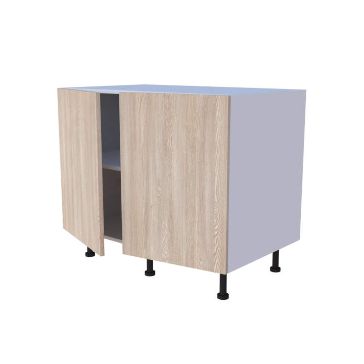 Meuble bas de rangement 2 portes - larg. 100 cm - faible profondeur - Haut. 85cm (pieds inclus)