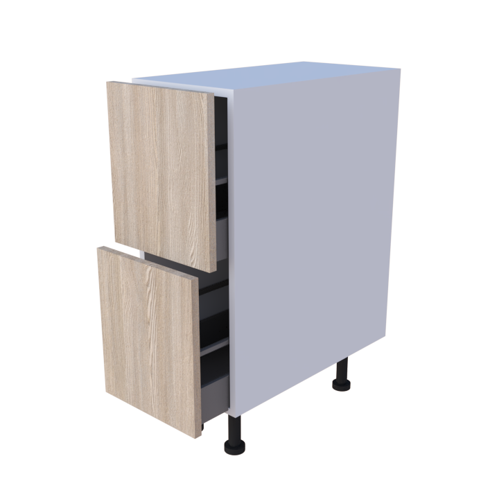 Meuble bas casserolier 2 tiroirs 30x85cm, grand volume de rangement cuisine sur mesure