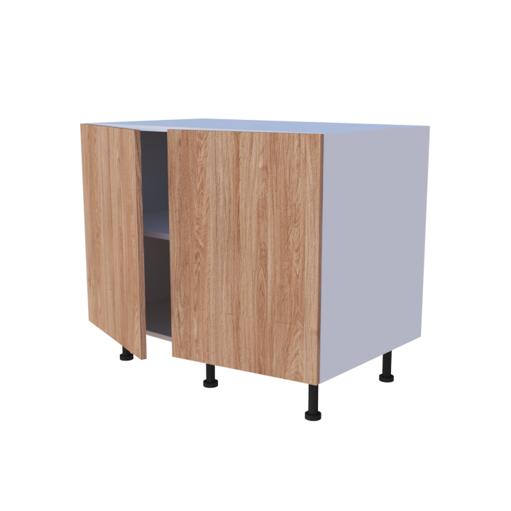 Meuble bas de rangement 2 portes - larg. 100 cm - faible profondeur - Haut. 85cm (pieds inclus)