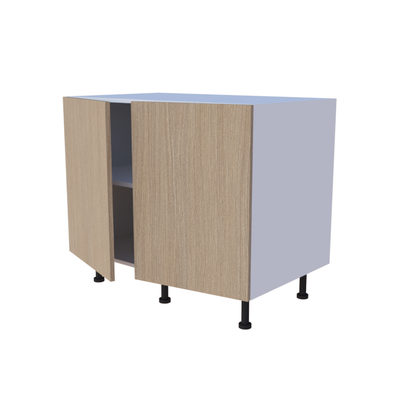 Meuble bas de rangement 2 portes - larg. 100 cm - faible profondeur - Haut. 85cm (pieds inclus)