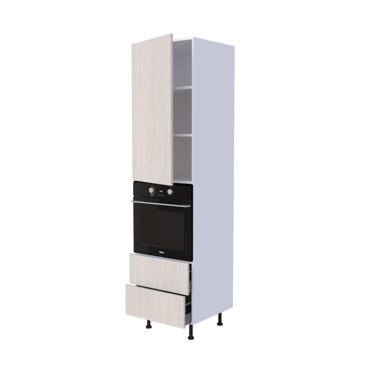 Colonne four encastrable 60x235cm avec 2 casseroliers et porte battante, cuisine sur mesure