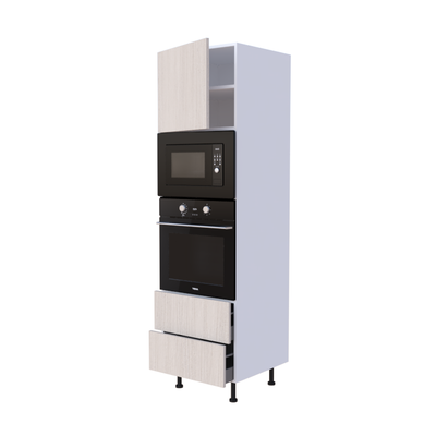 Colonne cuisine 60x215cm pour four et micro-onde encastrable avec 2 casseroliers