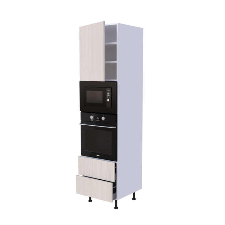 Colonne four et micro-onde 60x235cm avec casseroliers, rangement cuisine sur mesure